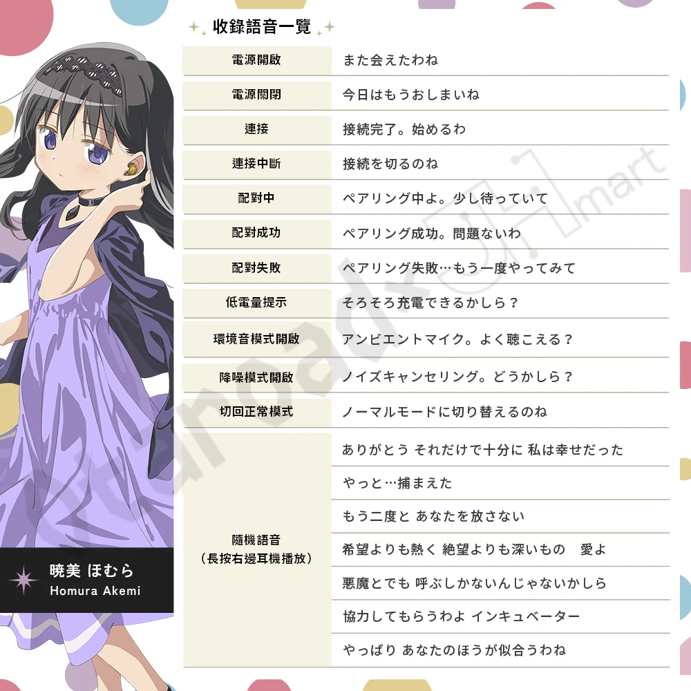 預訂：[日版周邊]「AVIOT×劇場版 魔法少女小圓［新篇］叛逆的物語」TE-V1R-MMM 聯名藍牙耳機