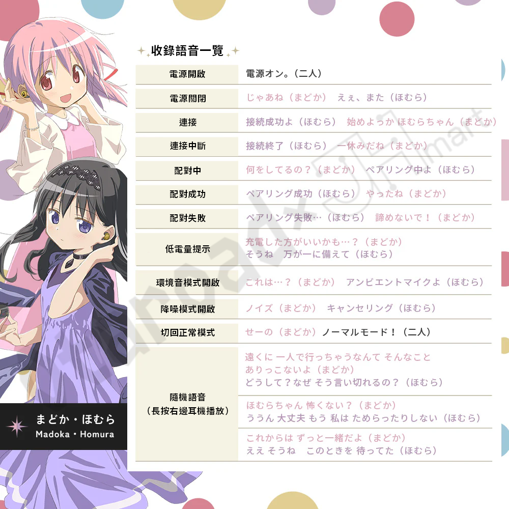 預訂：[日版周邊]「AVIOT×劇場版 魔法少女小圓［新篇］叛逆的物語」TE-V1R-MMM 聯名藍牙耳機