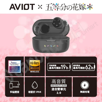 預訂：[日版周邊]「AVIOT × 五等分的新娘」聯名藍牙耳機 TE-V1R-GHY