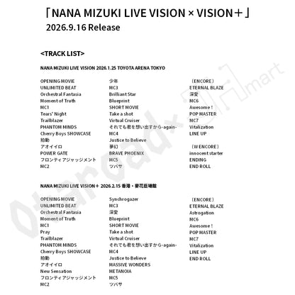 預訂：[日版影碟] 水樹奈奈「NANA MIZUKI LIVE VISION × VISION＋」Blu-ray＆DVD 連特典