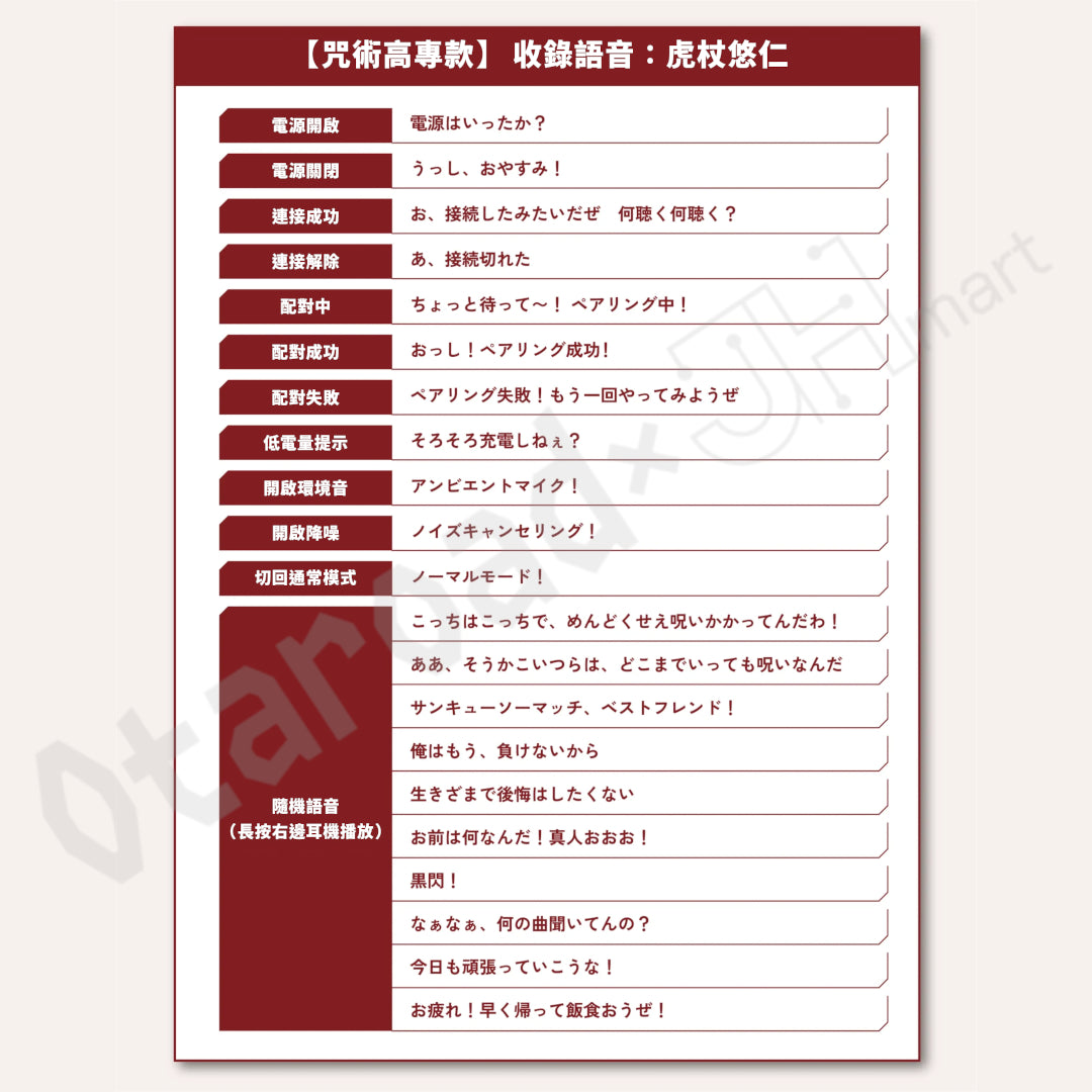 預訂：[日版周邊]「AVIOT × 咒術迴戰」聯名藍牙耳機 TE-V1R-JK