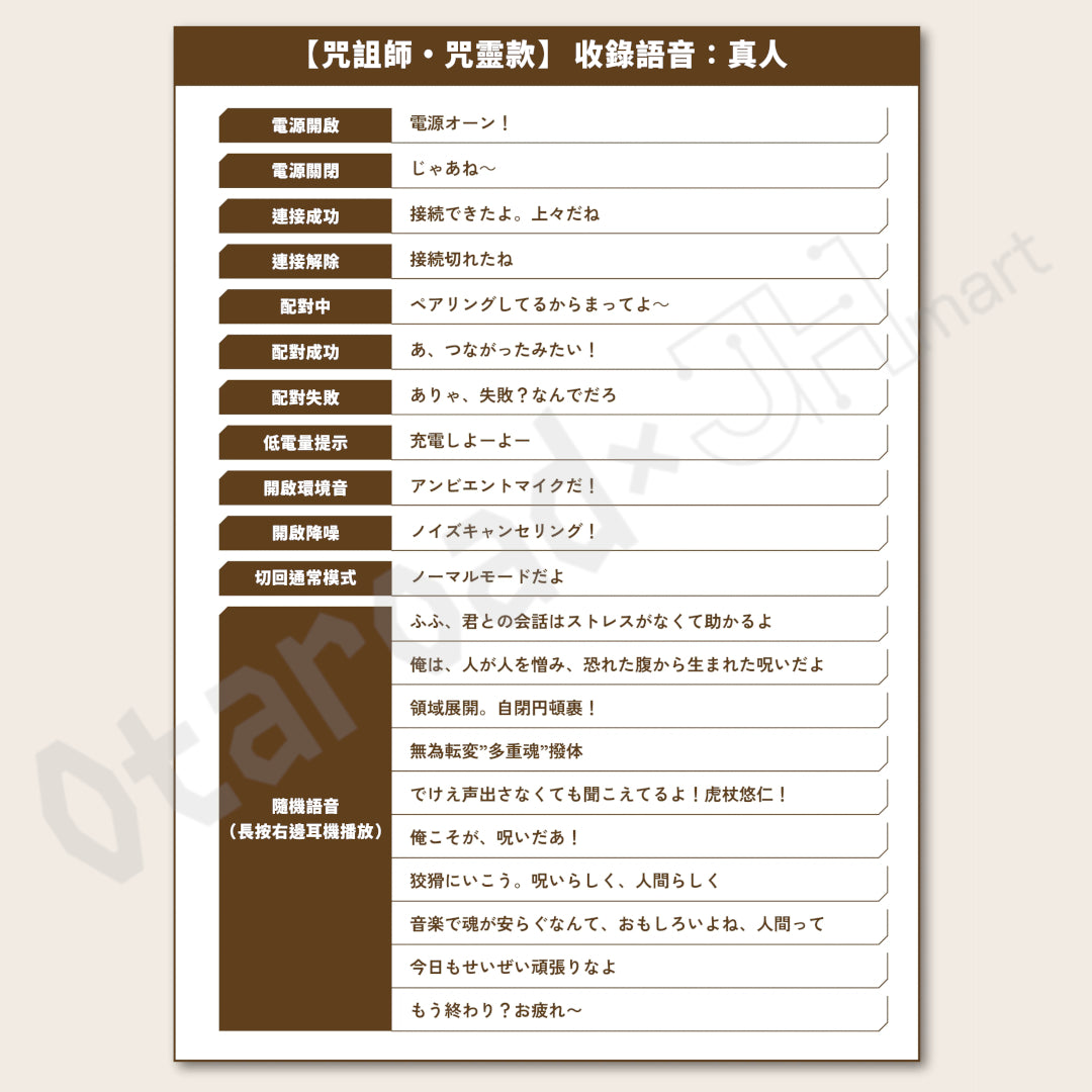 預訂：[日版周邊]「AVIOT × 咒術迴戰」聯名藍牙耳機 TE-V1R-JK