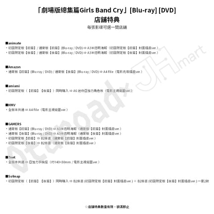 預訂：[日版影碟]「劇場版總集篇Girls Band Cry」【前篇】-青春狂走曲- / 【後篇】-嗨, 未來- [Blu-ray] [DVD] 連特典